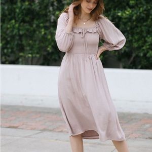 Smocked Midi Dress - Ash Rose Morning Lavender